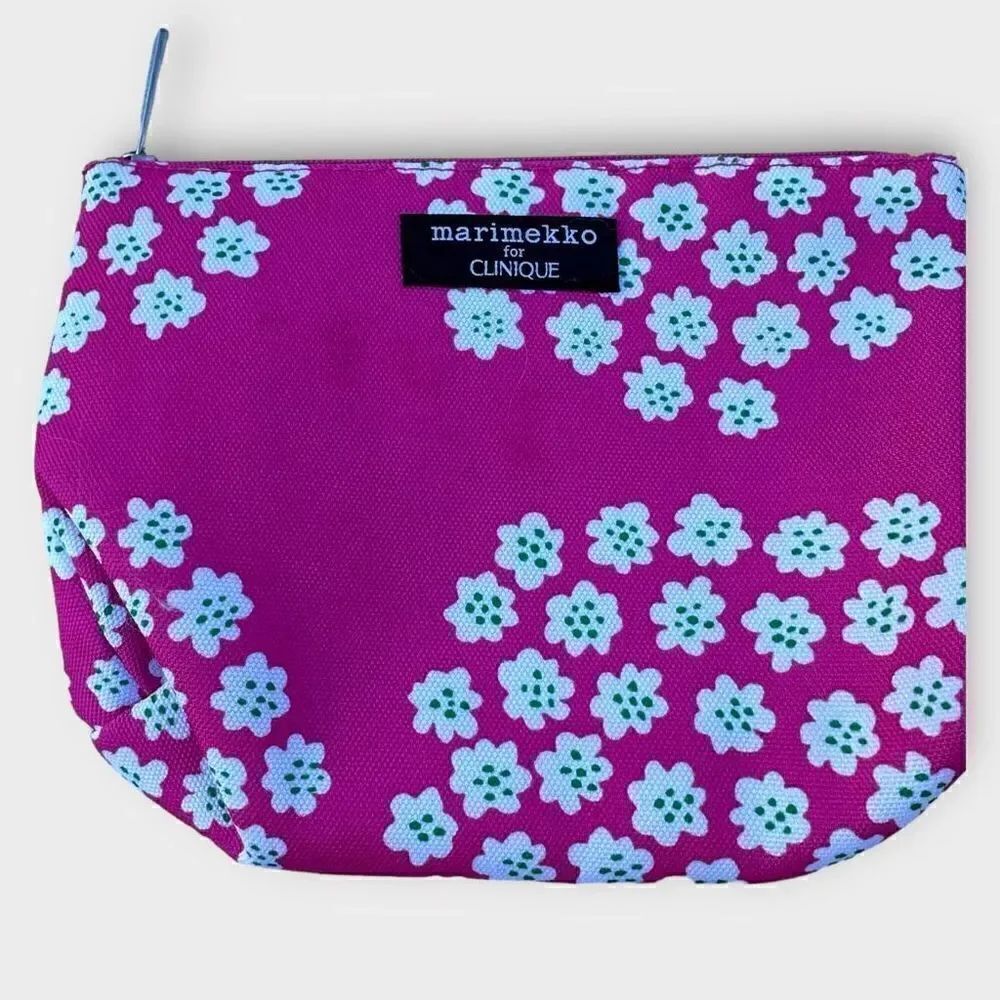 Clinique Makeup bag pink with white flowers